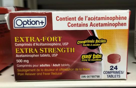 OPTION+ ACETAMINOPHEN 500MG TABLETS