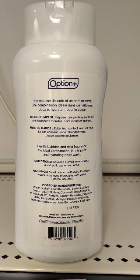 OPTION+ PURE ALOE VERA BODY WASH