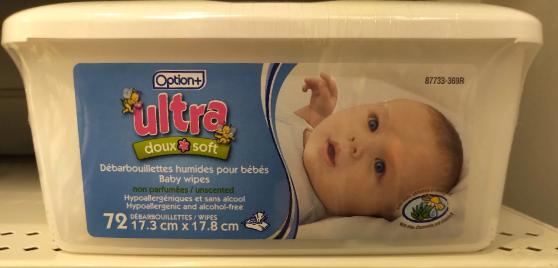 OPTION+ UNSCENTED BABY WIPES