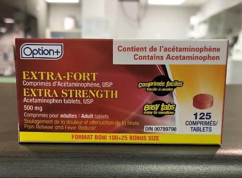 OPTION+ EXTRA STRENGTH ACETAMINOPHEN 500MG EZ 125 TABLETS