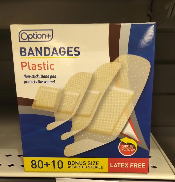 OPTION+ BANDAGE PLASTIC ASSORTED 80+10