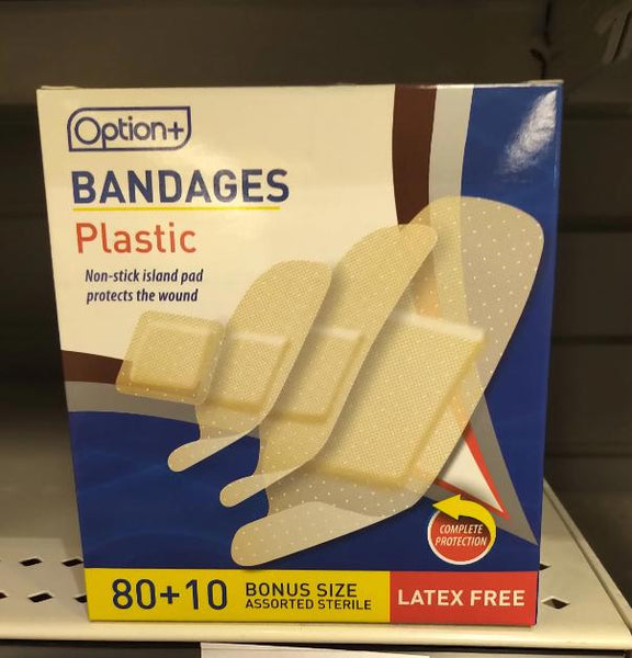 OPTION+ BANDAGE PLASTIC ASSORTED 80+10