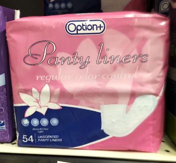 OPTION+ PANTY LINERS REG 54'S ODOR CNTRL(NO GST)