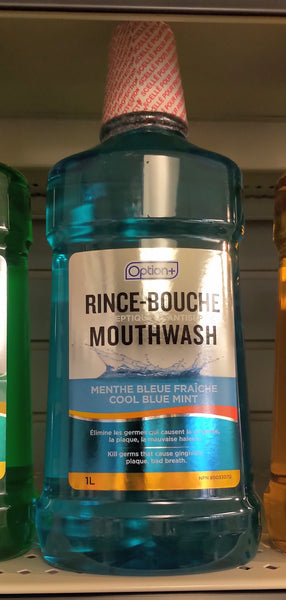 OPTION+ MOUTH WASH ANTISEPTIC COOL BLUE MINT 1L