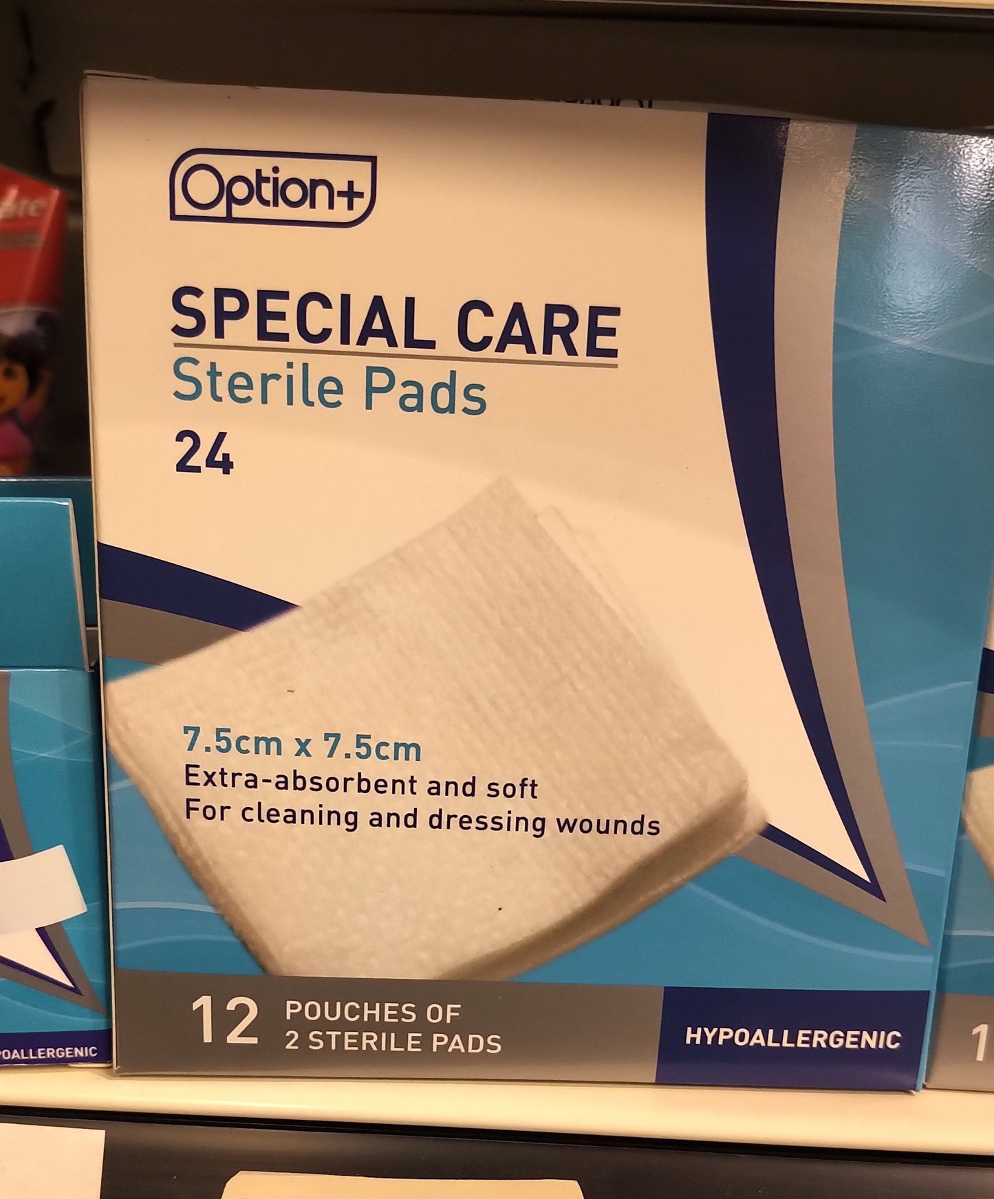 OPTION+ SPECIAL CARE STERILE PADS 24 7.5CM X 7.5CM