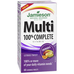 JAMIESON 100% COMPLETE CHEWABLE MULTIVITAMIN TABLETS CITRUS TWIST 60'S - Queensborough Community Pharmacy