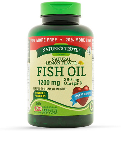 NATURE'S TRUTH FISH OIL 1200MG LEMON FLAV S/GEL120