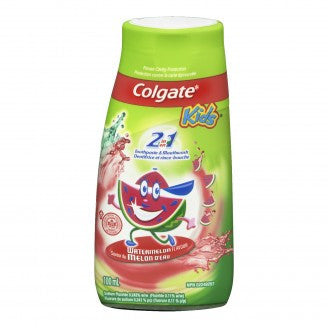 COLGATE KIDS WATERMELON 2 IN 1 TOOTHPASTE AND MOUTHWASH 100ML - Queensborough Community Pharmacy