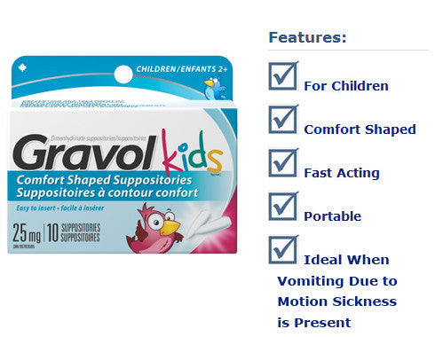 GRAVOL SUPP 25MG CHILDREN 10'S - Queensborough Community Pharmacy
