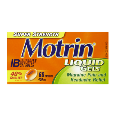 MOTRIN IB LIQUID GELS SUP-STR 400MG60'S - Queensborough Community Pharmacy - 1